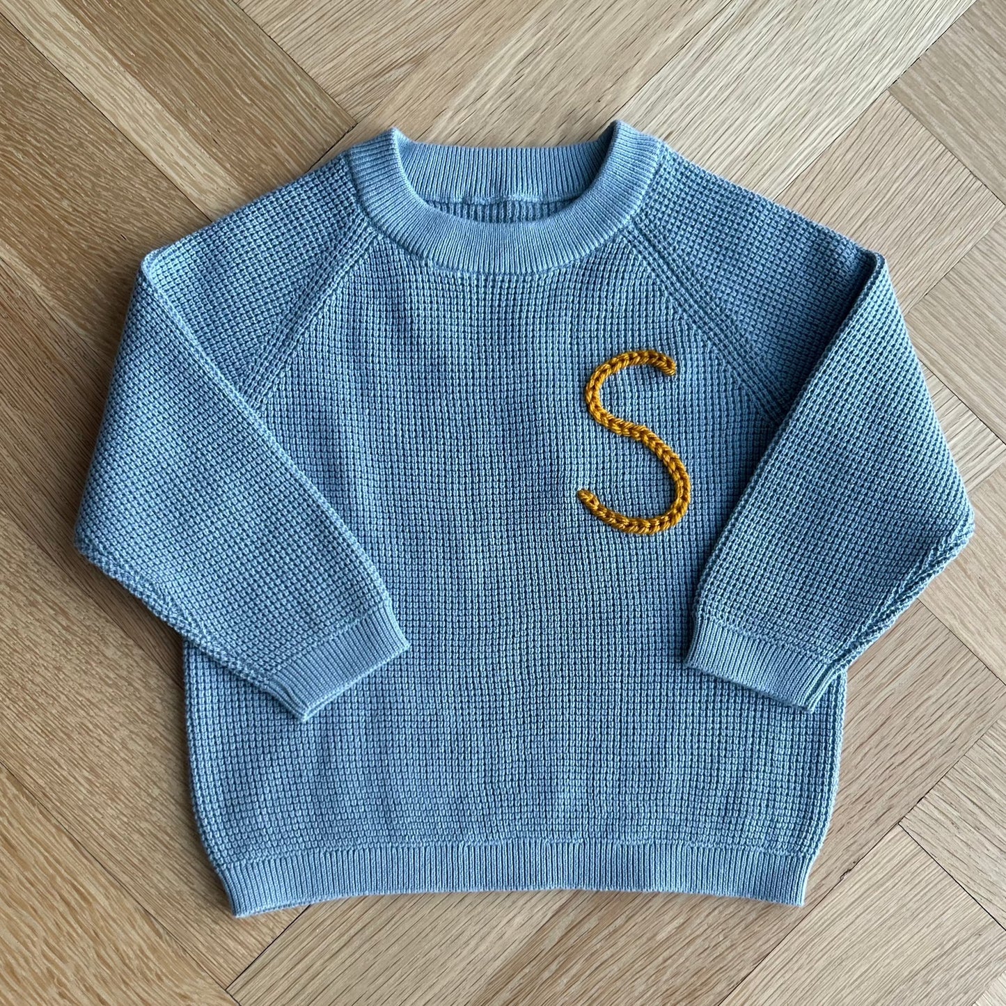 Waffle Straight Cut Sweater | Blue or Ivory 6 Months to 4 Years