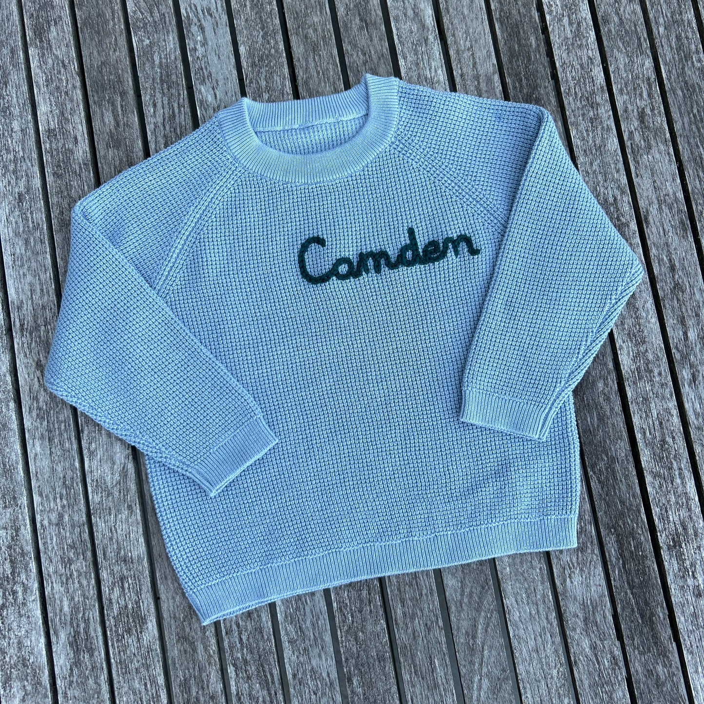 Waffle Straight Cut Sweater | Blue or Ivory 6 Months to 4 Years