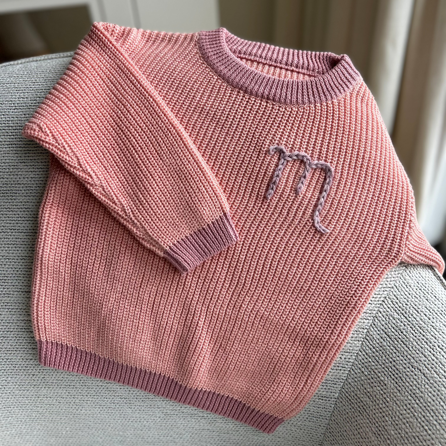 Blush 2-toned Classic Knit Sweater | Size 6-9 Months