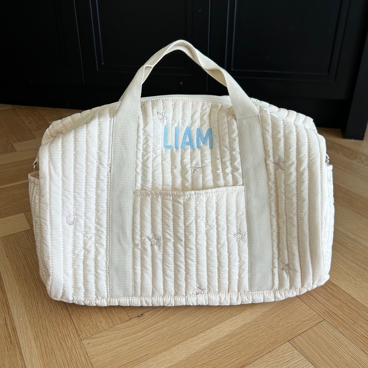 Star Diaper Bag / Overnight Bag GREY GREEN | Machine Embroidery