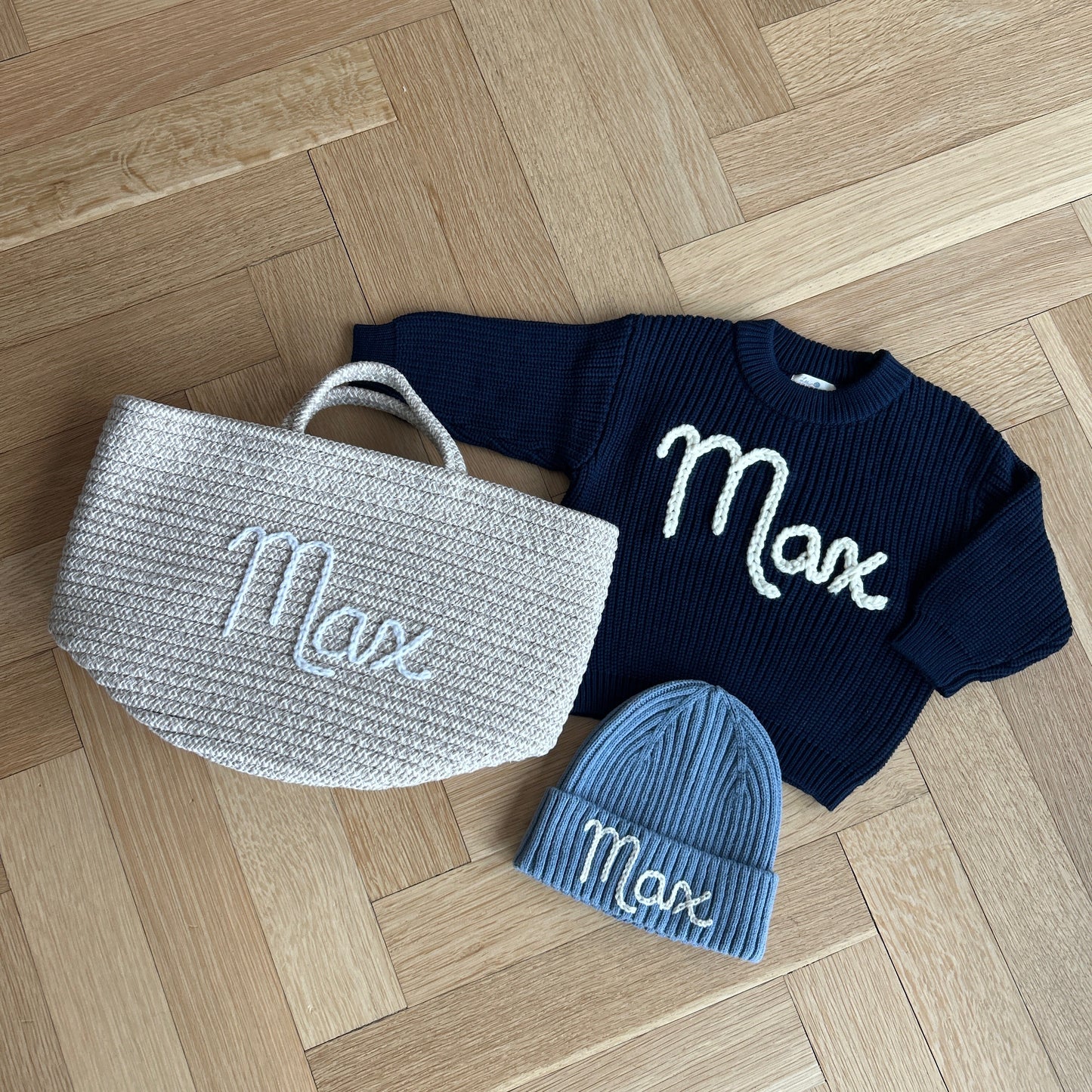 The Classic Newborn Bundle: Sweater + Hat + Bin