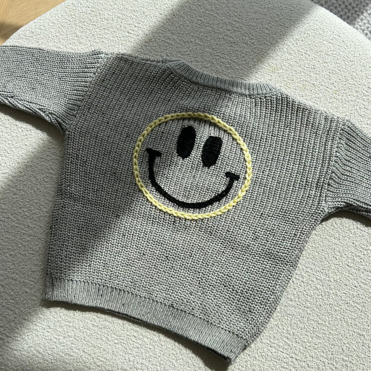 Smiley Initial Classic Knit Sweater | Custom Smiley Face Sweater