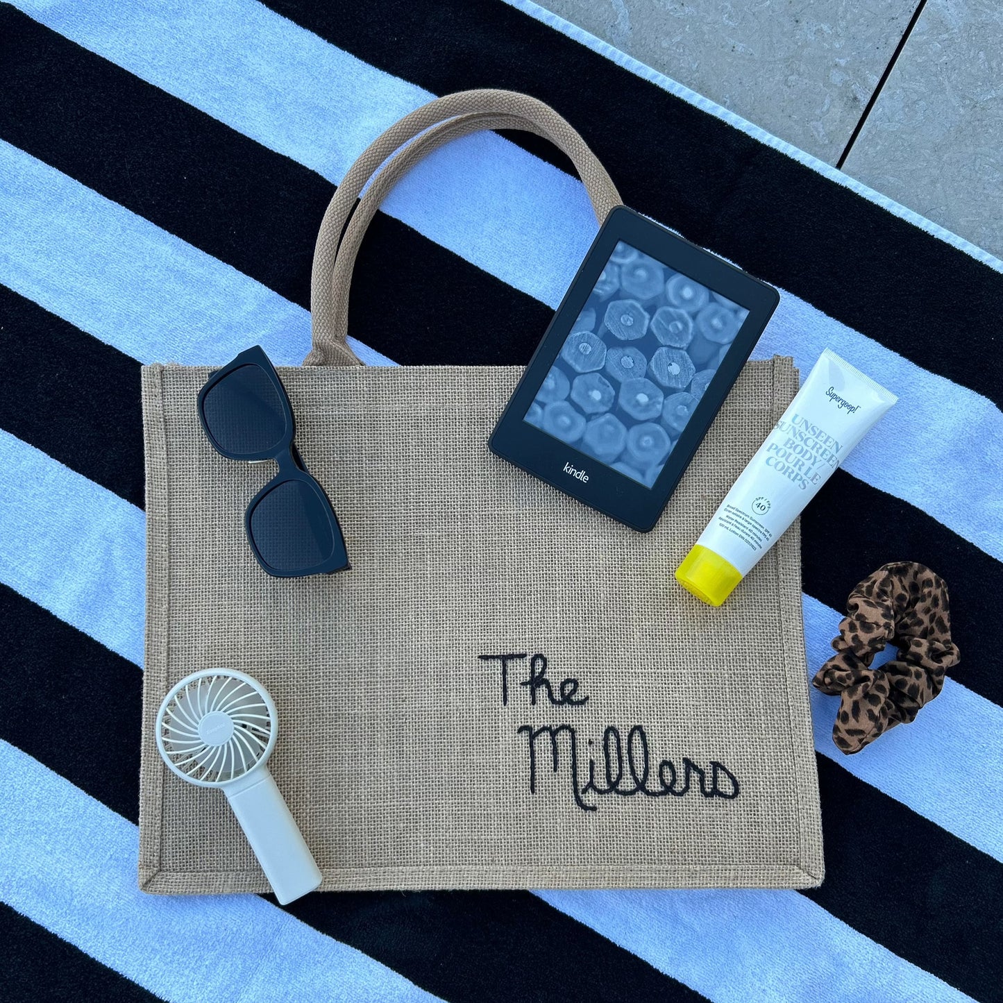 The Custom Beach Tote| Rectangular Jute Beach Bag