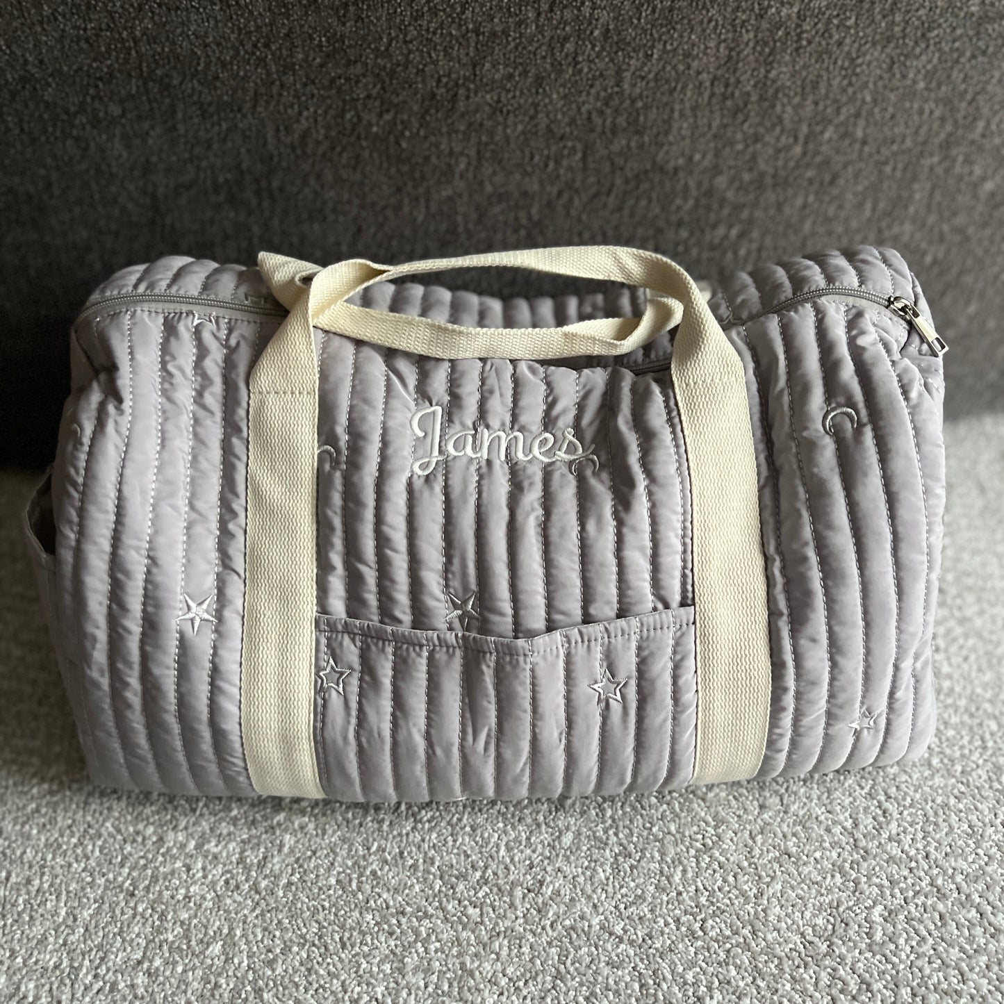 Star Diaper Bag / Overnight Bag CREAM | Machine Embroidery