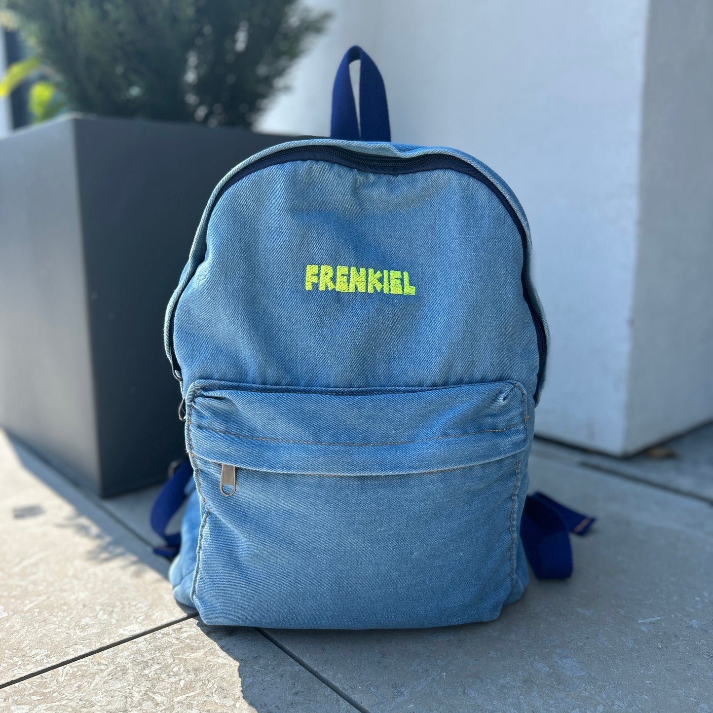Soft Denim Backpack SAMPLE | Machine Embroidered