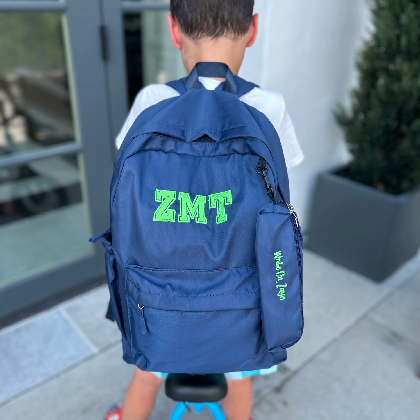 Nylon Big Kids Backpack with Matching Pencil Case | Black or Navy Blue