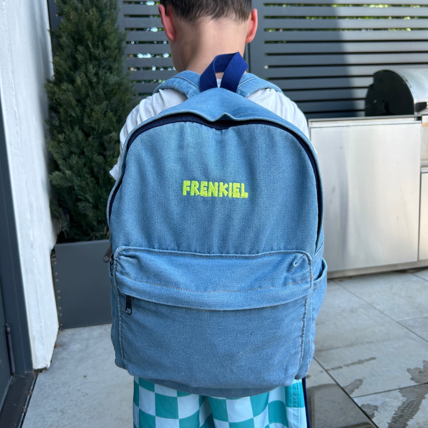 Soft Denim Backpack SAMPLE | Machine Embroidered