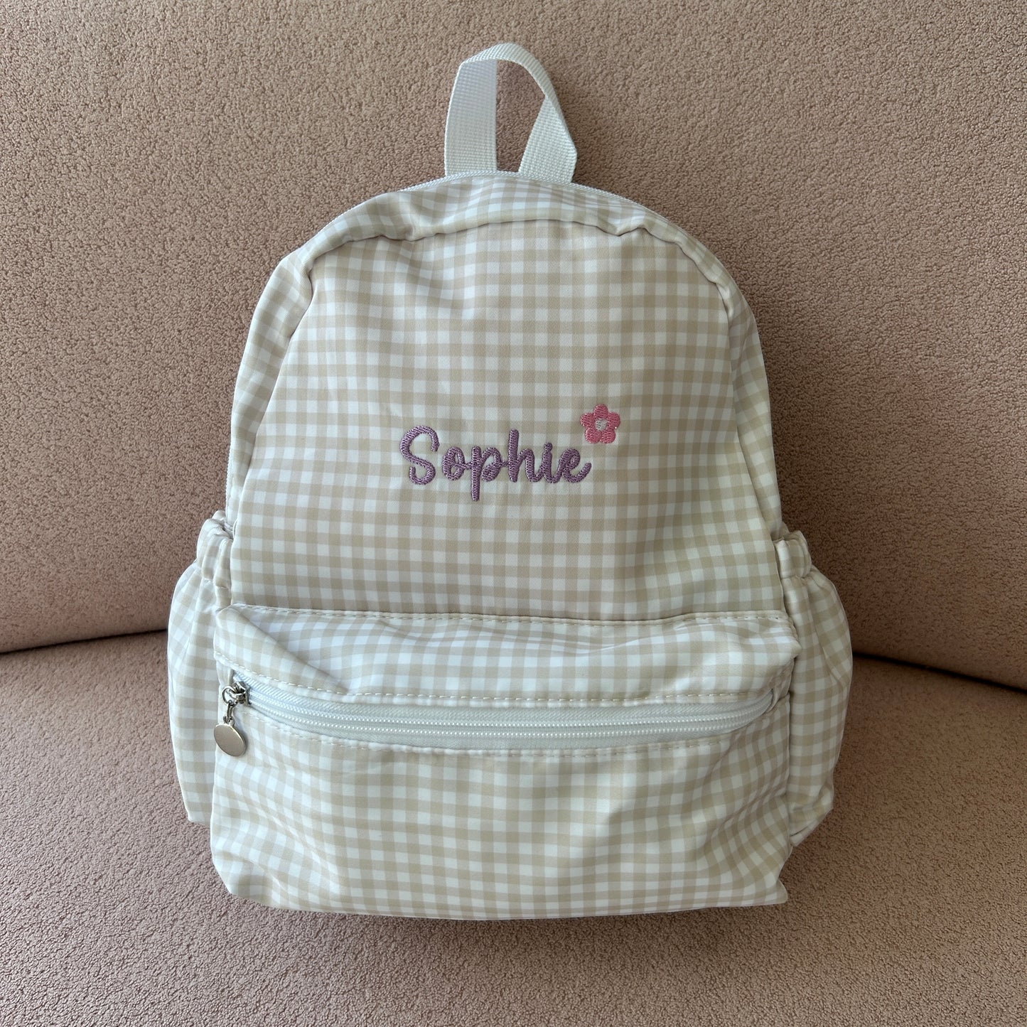 Gingham Toddler Backpack | Beige, Pink, Blue or Grey