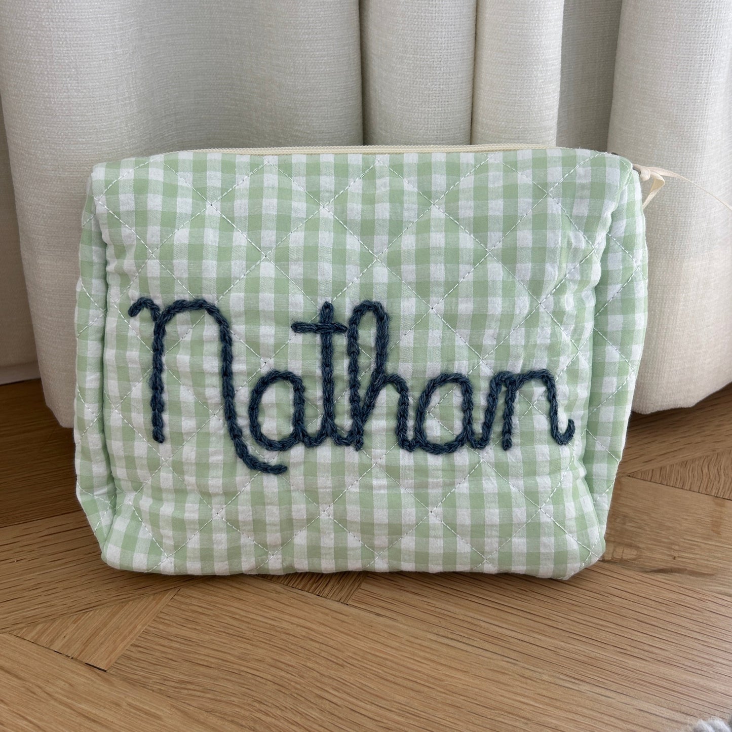 Gingham pouch | Available in Green, Pink or Purple