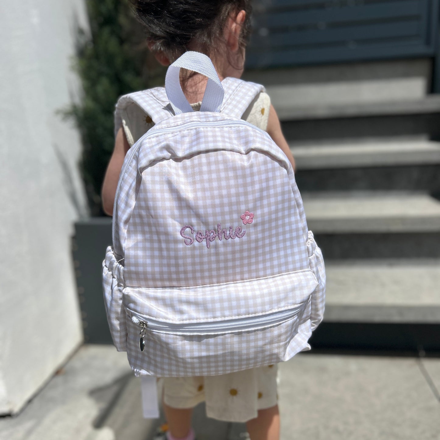 Gingham Toddler Backpack | Beige, Pink, Blue or Grey