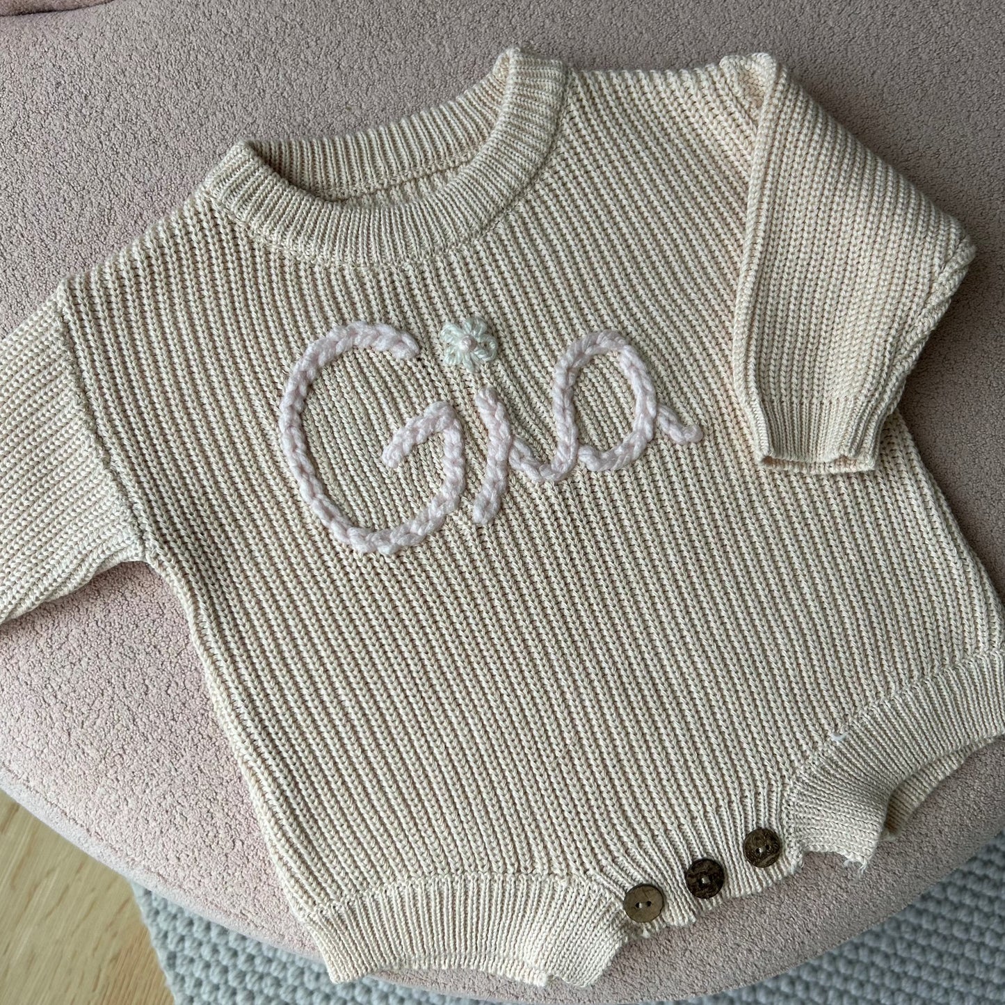Classic Knit Baby Onesie | 0-6 Months, BLUSH