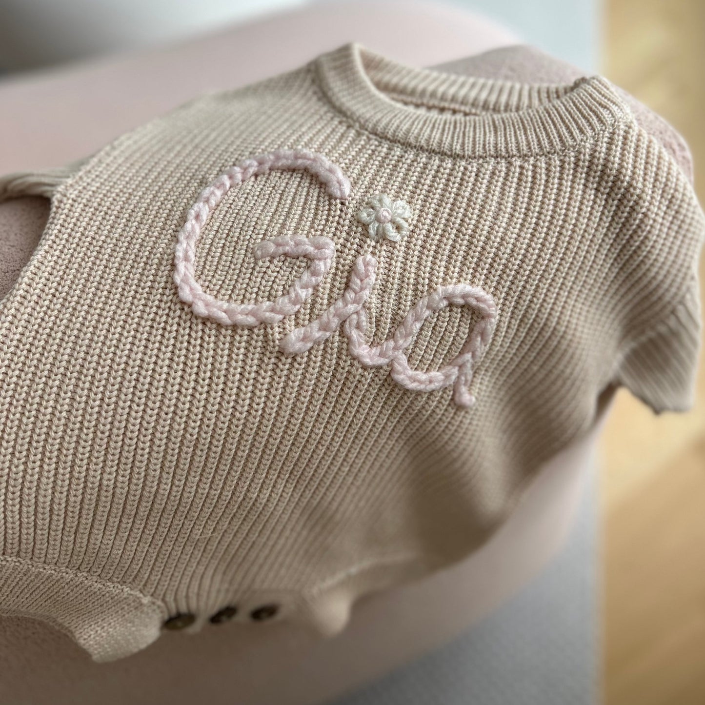 Classic Knit Baby Onesie | 0-6 Months, BLUSH