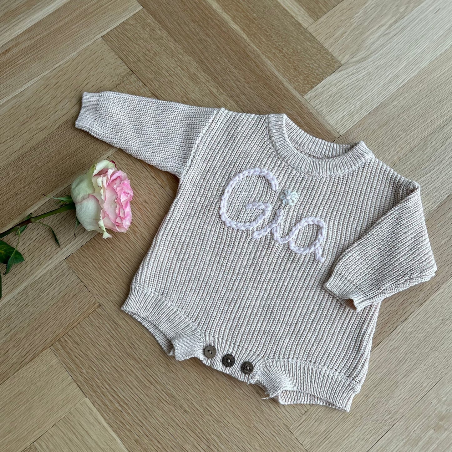 Classic Knit Baby Onesie | 0-6 Months, BLUSH