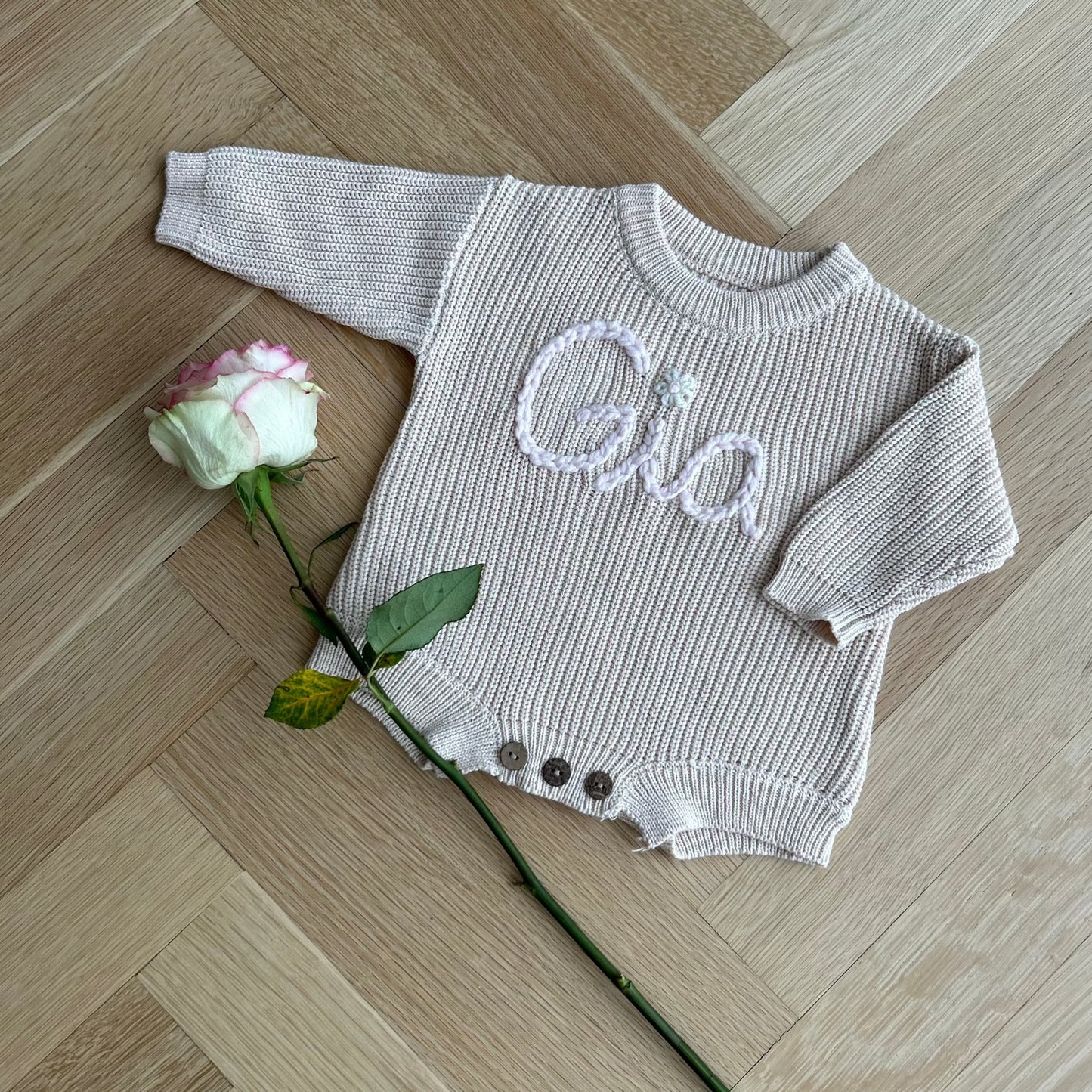 Classic Knit Baby Onesie | 0-6 Months, BLUSH