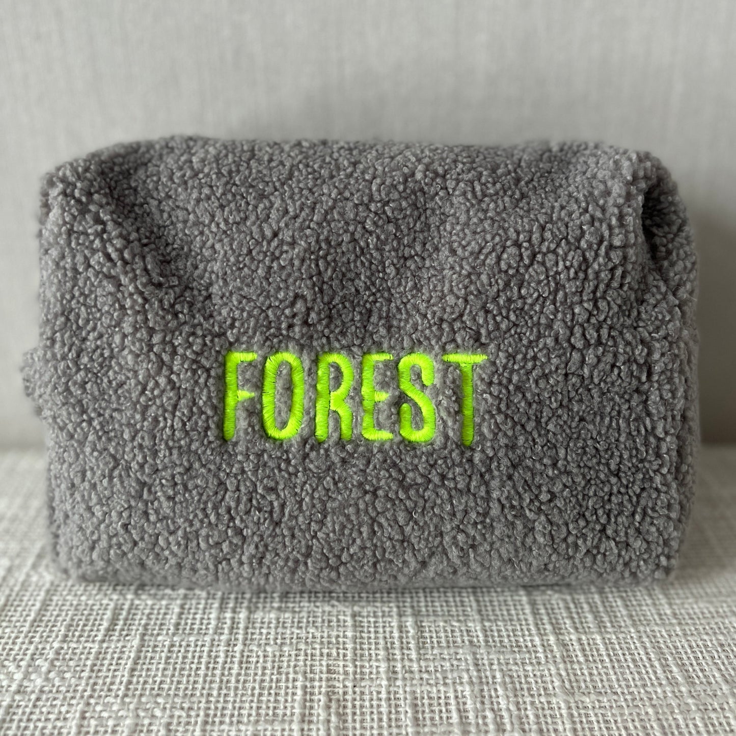 White Teddy Boucle Pouch | Machine Embroidery