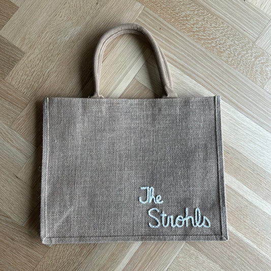 The Custom Beach Tote| Rectangular Jute Beach Bag