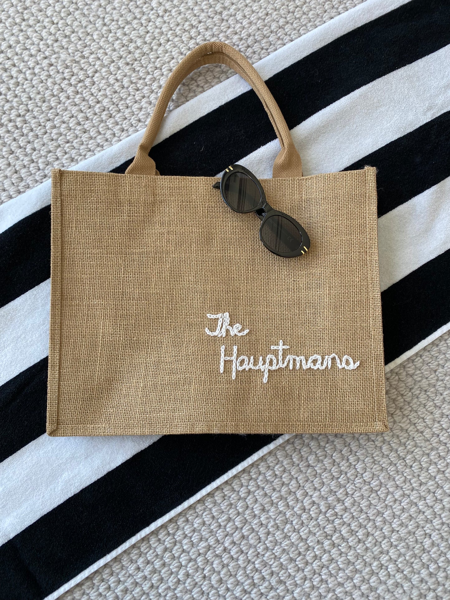 The Custom Beach Tote| Rectangular Jute Beach Bag