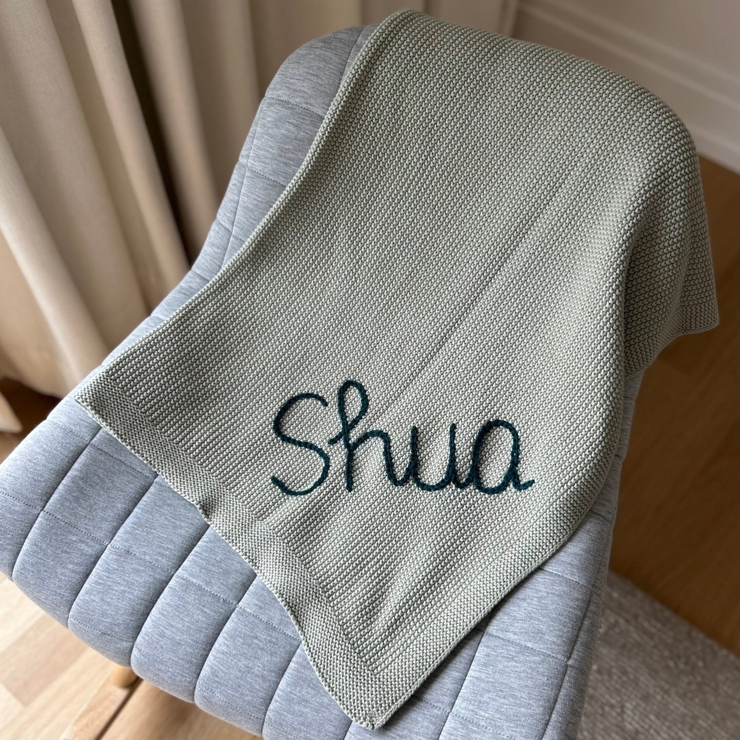 Solid Colour Baby Blanket Sage Green | Custom Baby Blanket Gift in Many Colors