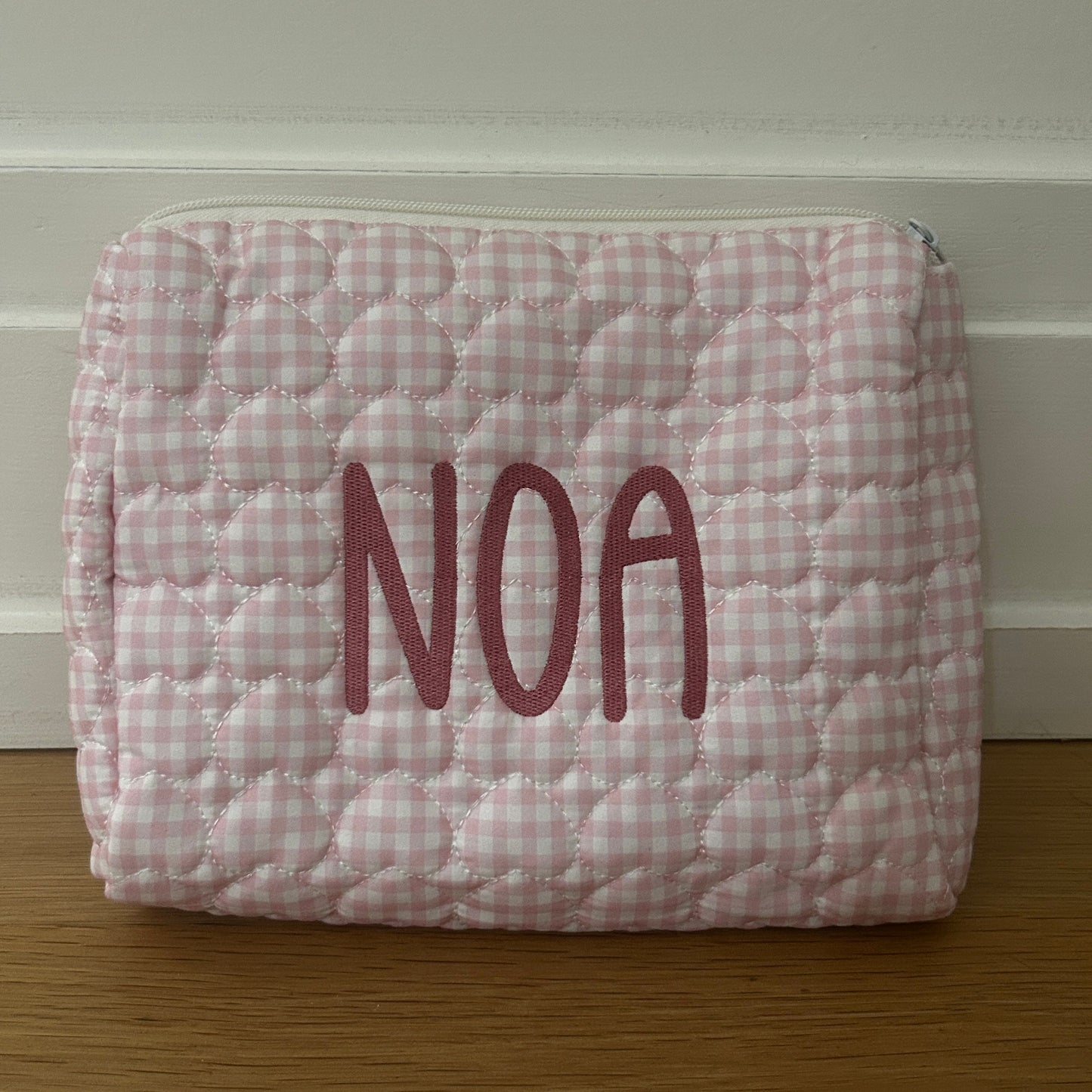 Heart print gingham pouch