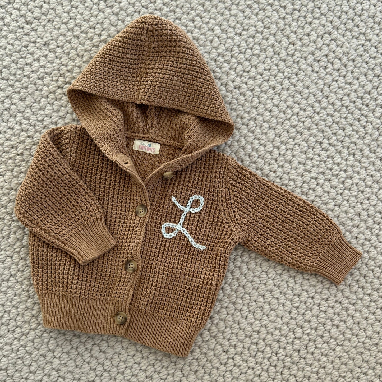 Hooded Waffle Cardigan | Oatmeal, Brown or Navy