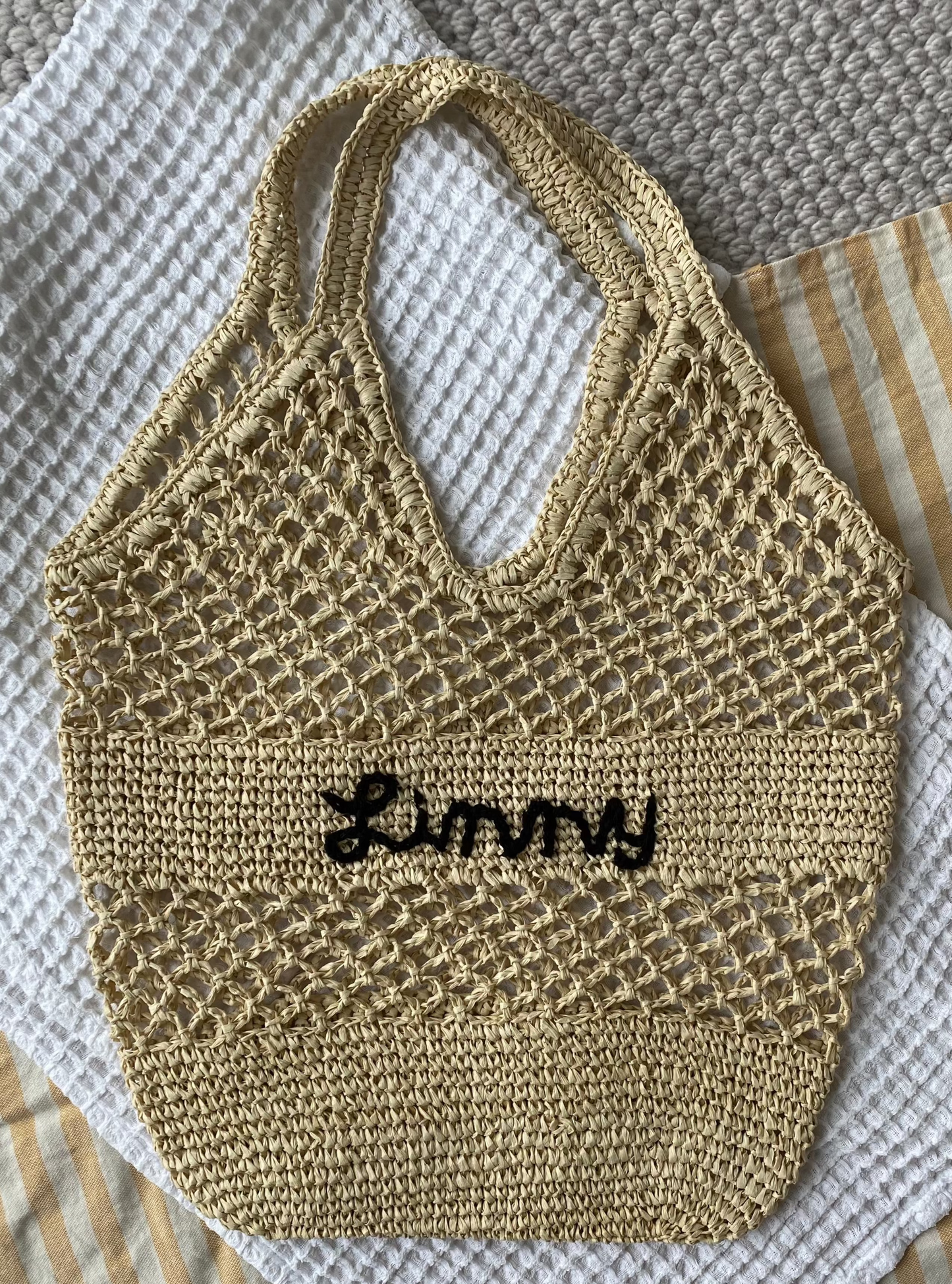 Custom Crochet Beach Bag - BEIGE