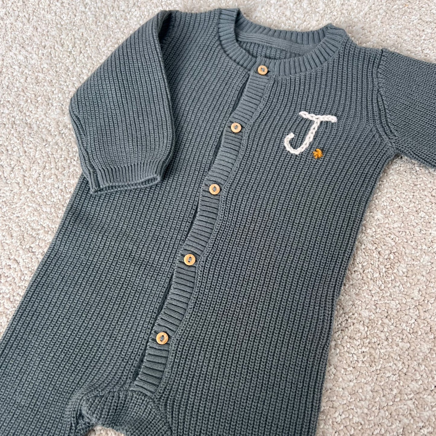 Cozy Knit Onesie For Baby Boys | Teal or Soft Navy Blue
