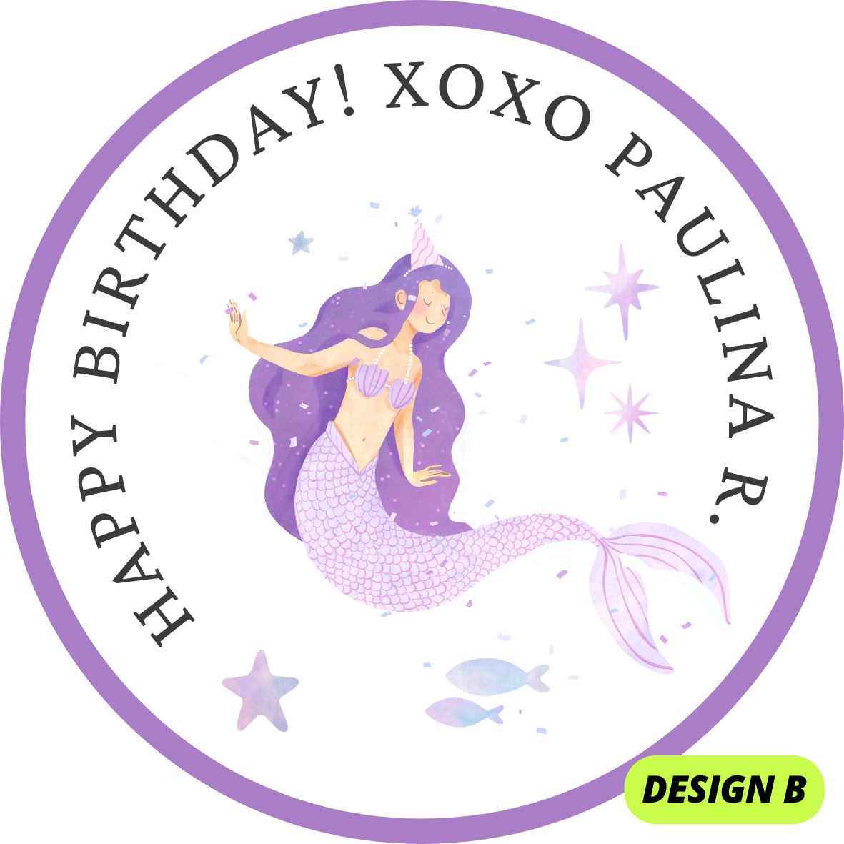 PRINCESS & MERMAID THEME HAPPY BIRTHDAY STICKERS