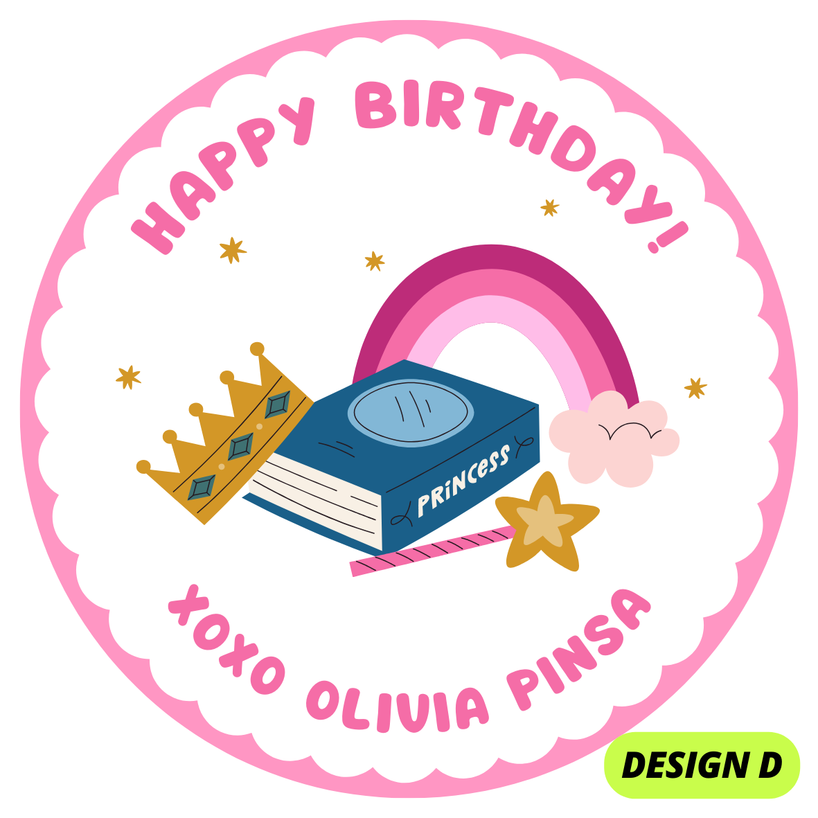 PRINCESS & MERMAID THEME HAPPY BIRTHDAY STICKERS