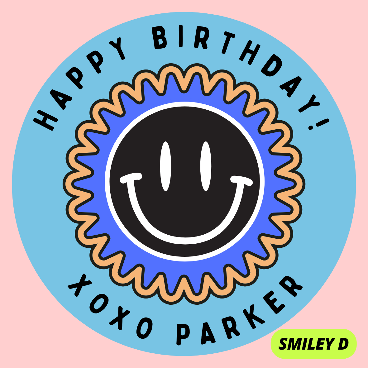 SMILEY FACE THEME HAPPY BIRTHDAY STICKERS