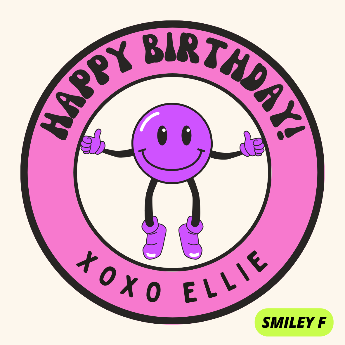 SMILEY FACE THEME HAPPY BIRTHDAY STICKERS
