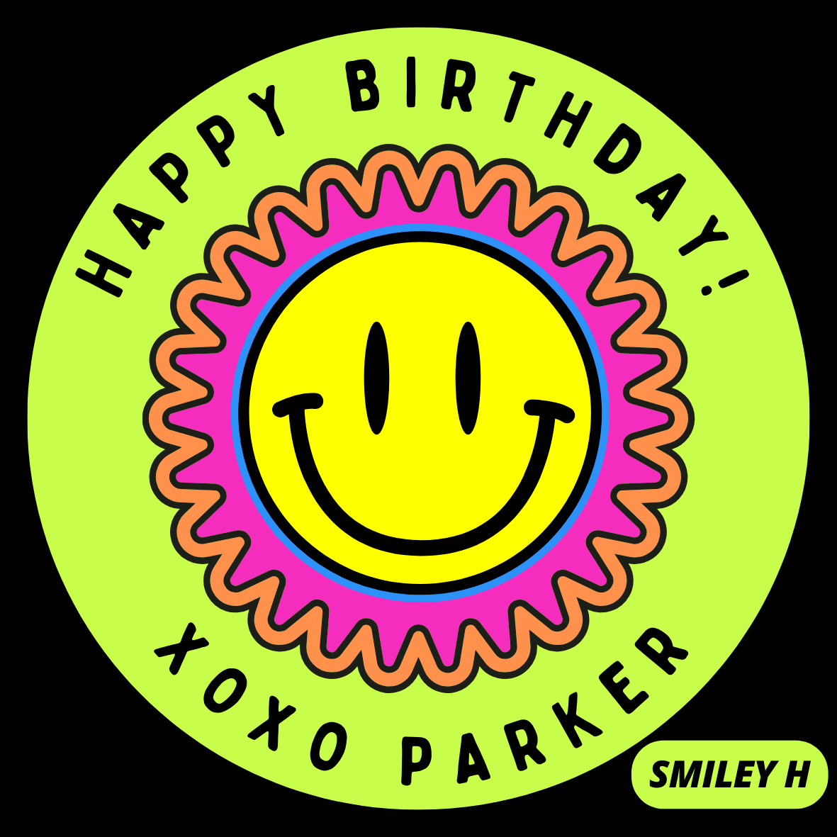 SMILEY FACE THEME HAPPY BIRTHDAY STICKERS