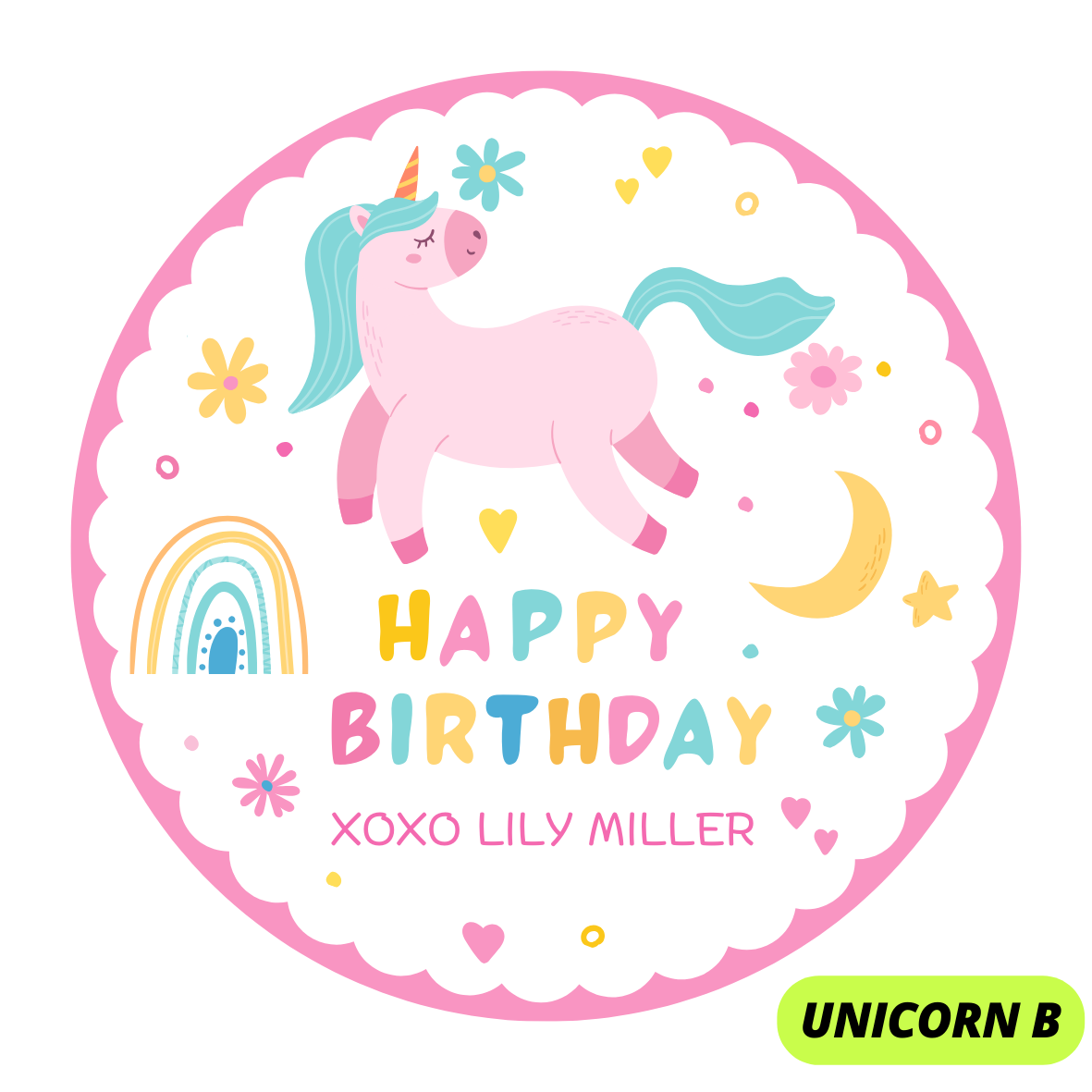 UNICORN THEME HAPPY BIRTHDAY STICKERS