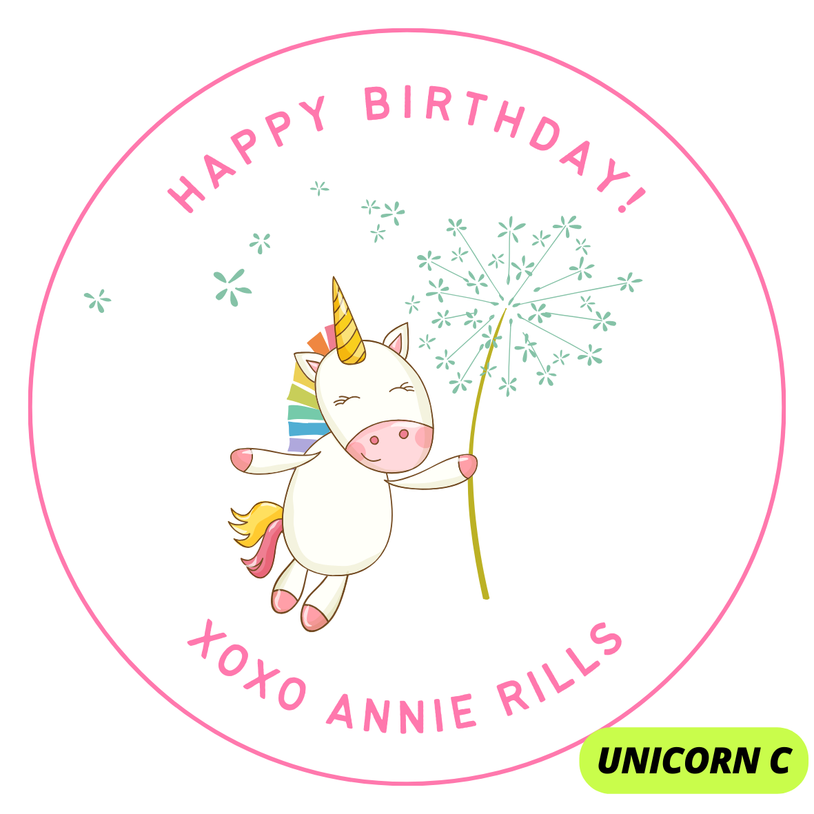 UNICORN THEME HAPPY BIRTHDAY STICKERS