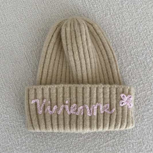 Cozy Cub Beanie BABY SIZE | Sample Hat for 0-1 Years | Beige or Blush