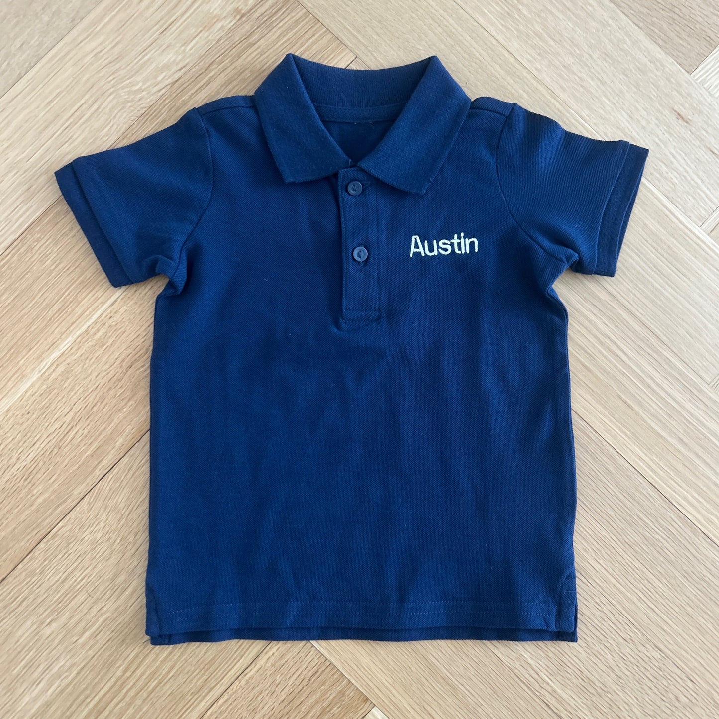 Initial Polo Shirt in White or Navy | Machine Embroidery