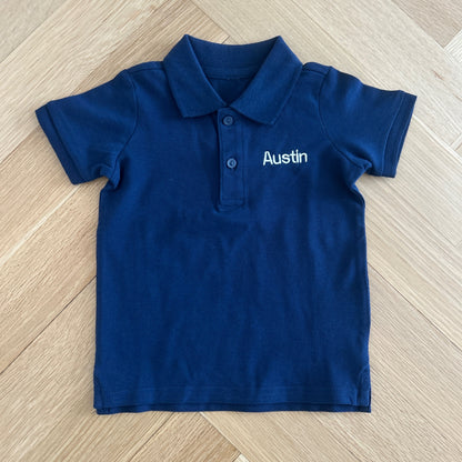 Initial Polo Shirt in White or Navy | Machine Embroidery