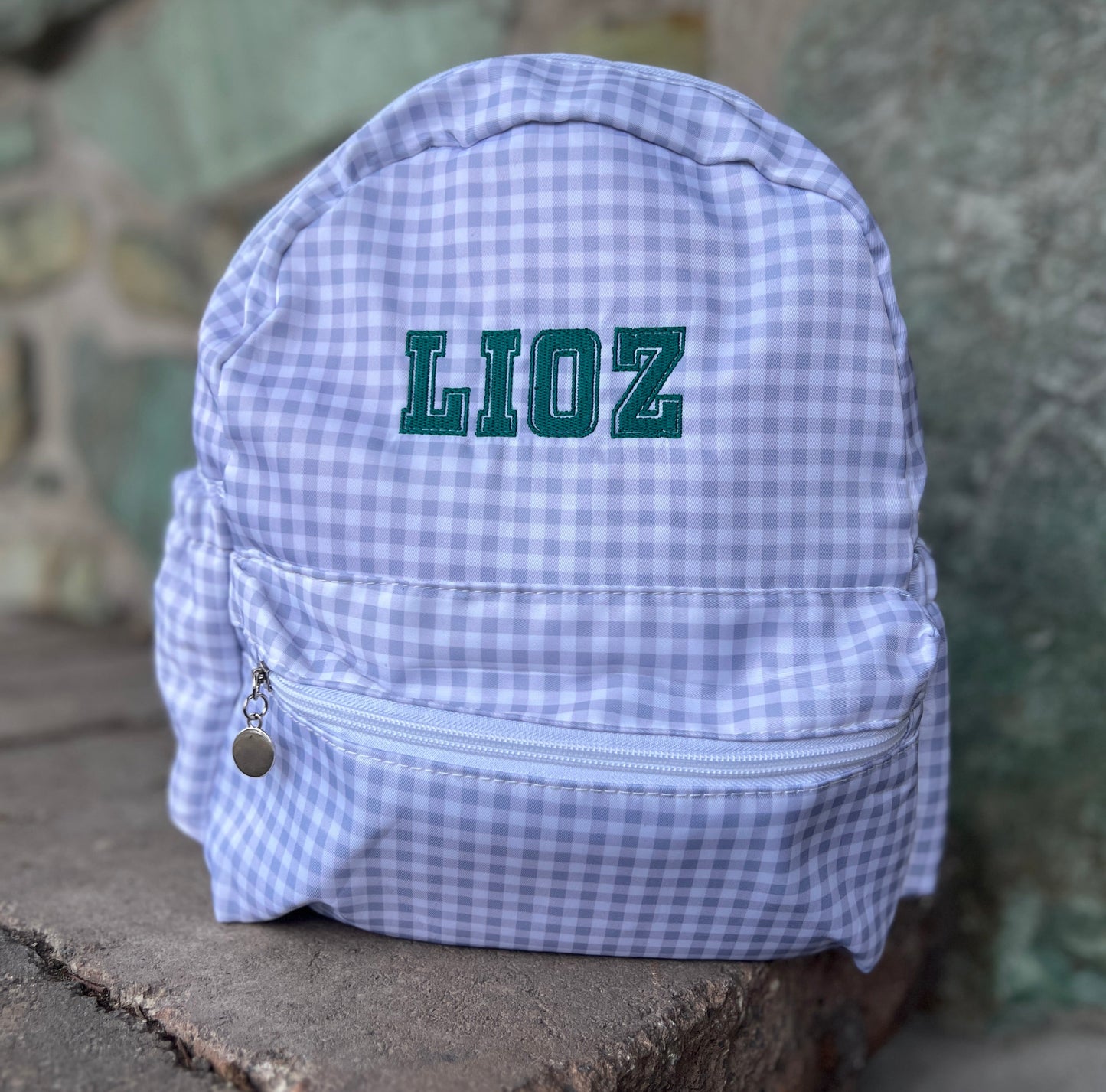 Gingham Toddler Backpack in Grey