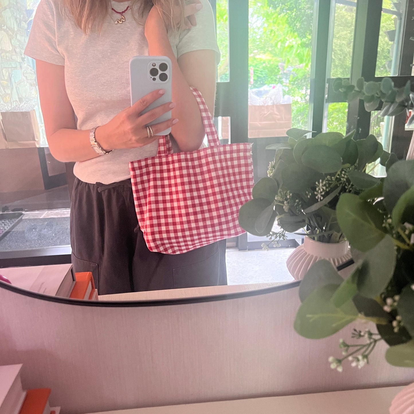 NEW Gingham Tote Bag | Black or Red | 2 Sizes available