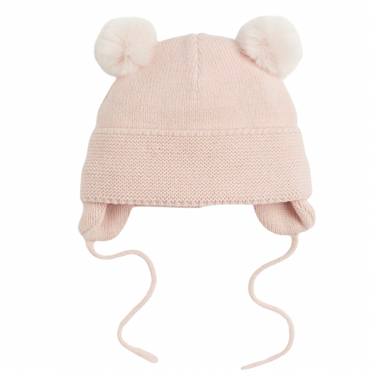 Double Pom Pom Hat | Baby Pink 6-12 Months