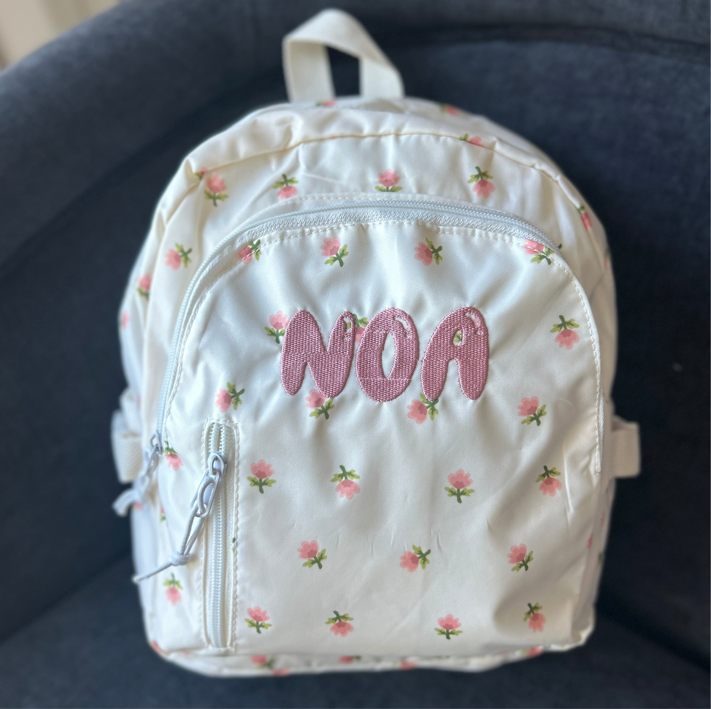 Sample Floral Backpack | Machine Embroidery | White or Cream