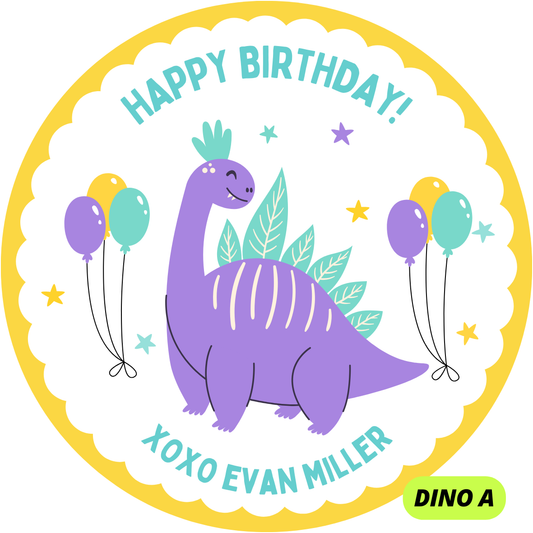 DINOS THEME HAPPY BIRTHDAY STICKERS