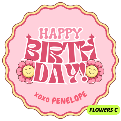 FLOWERS THEME HAPPY BIRTHDAY STICKERS