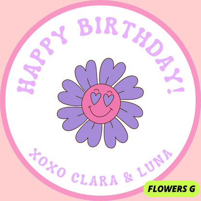 FLOWERS THEME HAPPY BIRTHDAY STICKERS