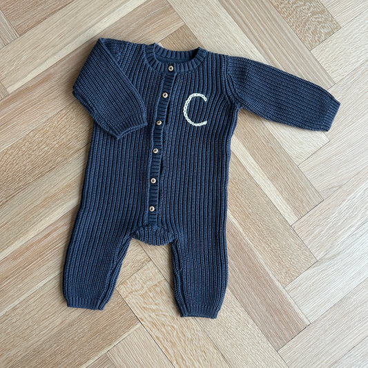 Cozy Knit Onesie For Baby Boys | Soft Navy Blue or Teal(3-6 M)