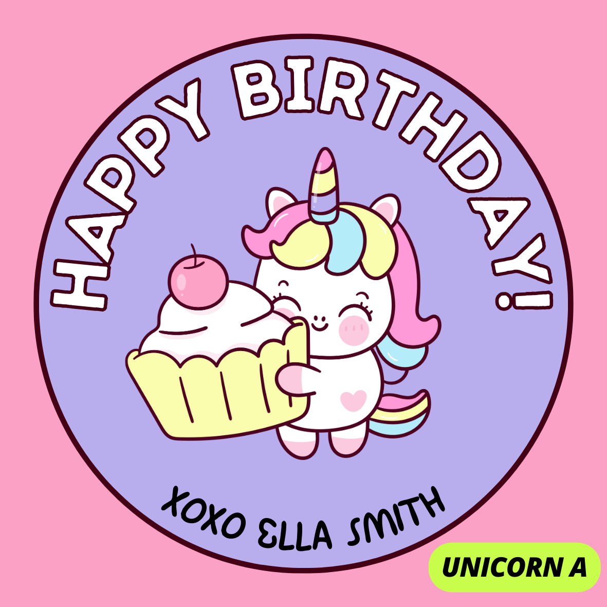 UNICORN THEME HAPPY BIRTHDAY STICKERS