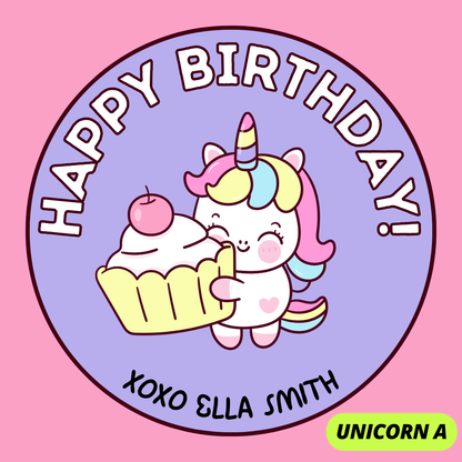 UNICORN THEME HAPPY BIRTHDAY STICKERS