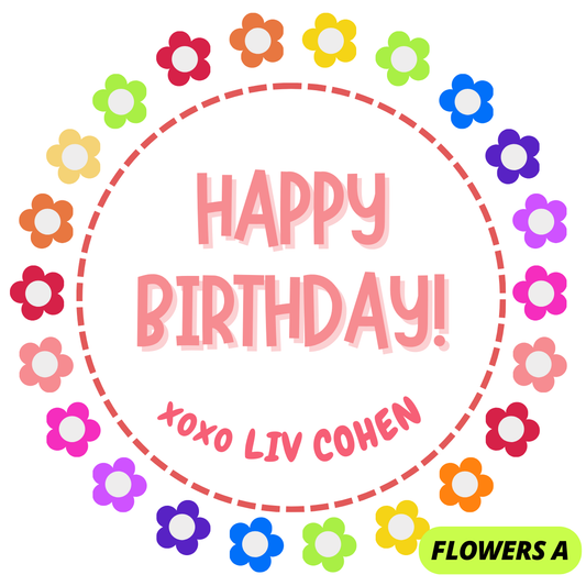 FLOWERS THEME HAPPY BIRTHDAY STICKERS