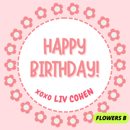 FLOWERS THEME HAPPY BIRTHDAY STICKERS