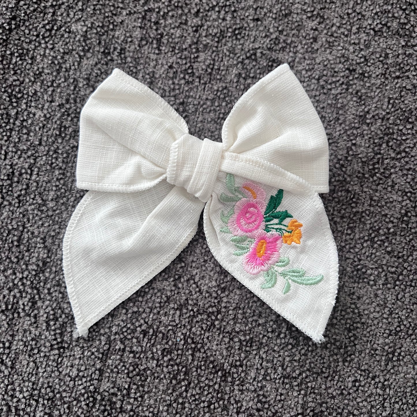 Embroidered Bow Clip | Girls Hair Accessory Ready to Ship