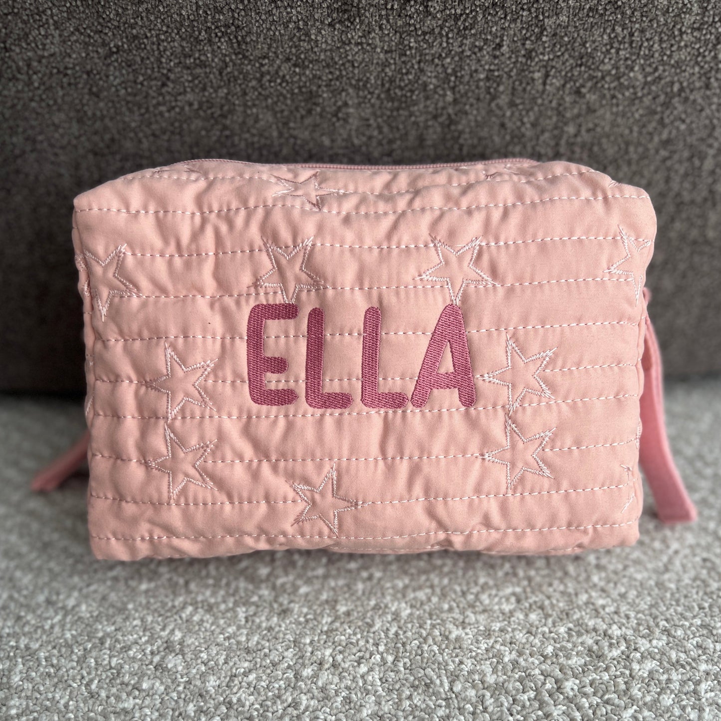 Star Diaper Pouch | Pale Pink or Grey Green | Machine Embroidery